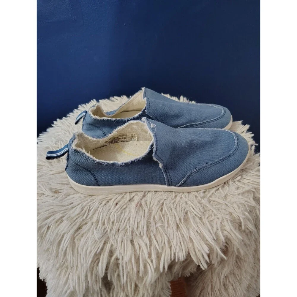 Vionic Beach Malibu Womens 6.5 Blue Canvas Slip On Loafers EUC
